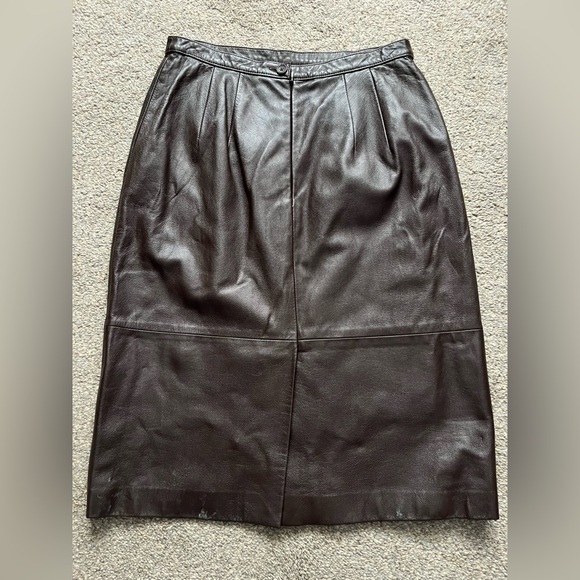 Vintage Talbots Brown Leather Skirt (6) - Picture 5 of 5